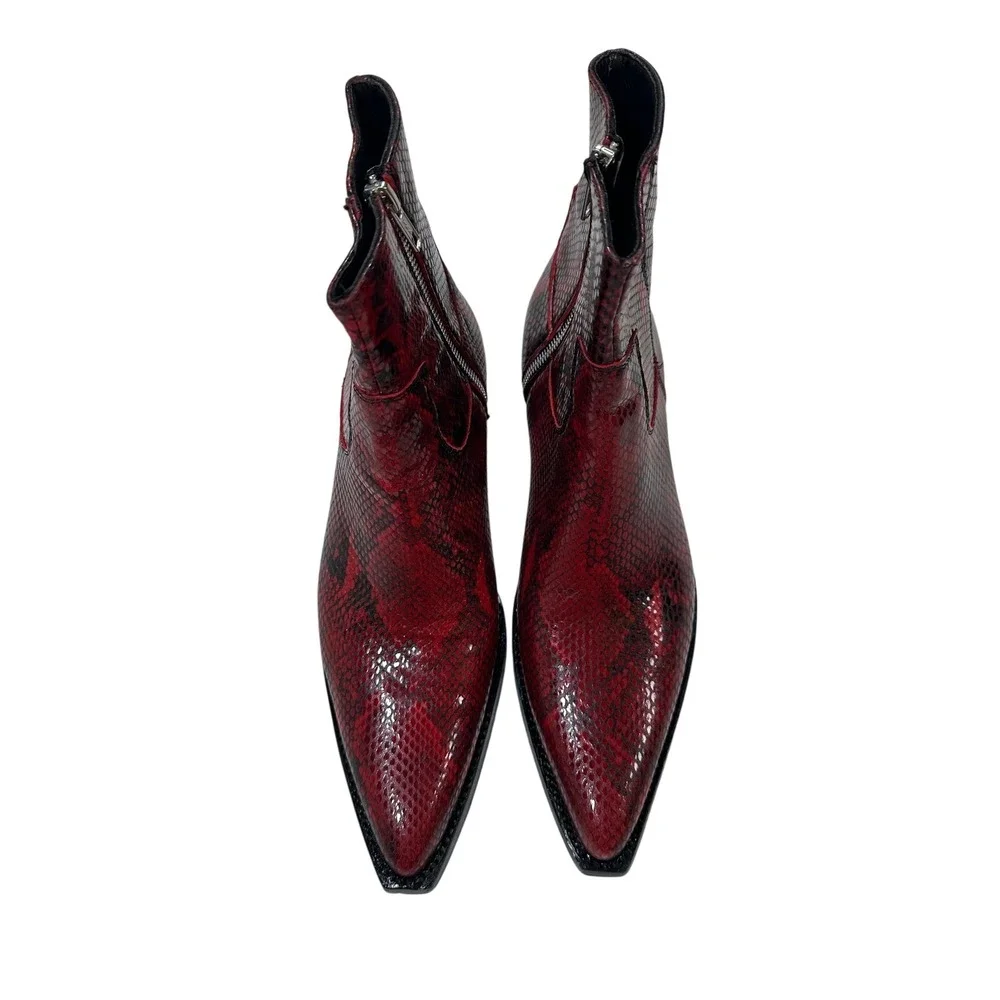 Luxxe Design Shoes‎ Red Snake Cannes Print Western Cowboy Boots Women Sz 8 EU 40